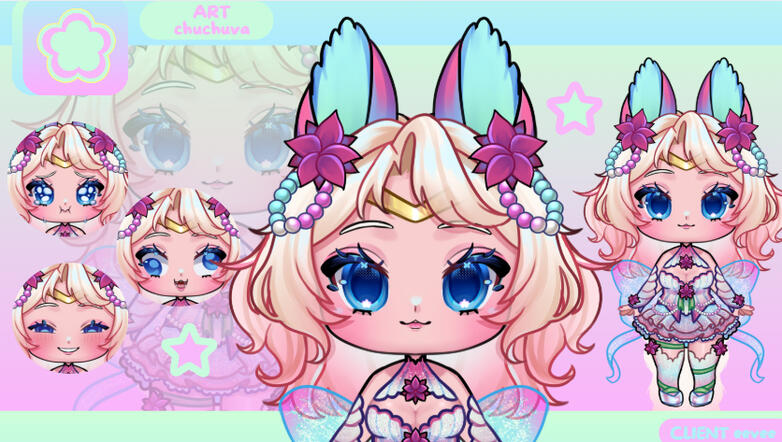 @eevee : It was AMAZING working with her. She was extremely patient with me and was very attentive to detail, helping to ensure that the design didn't end up looking too chibi. She was EXTREMELY proactive with her updates and finished